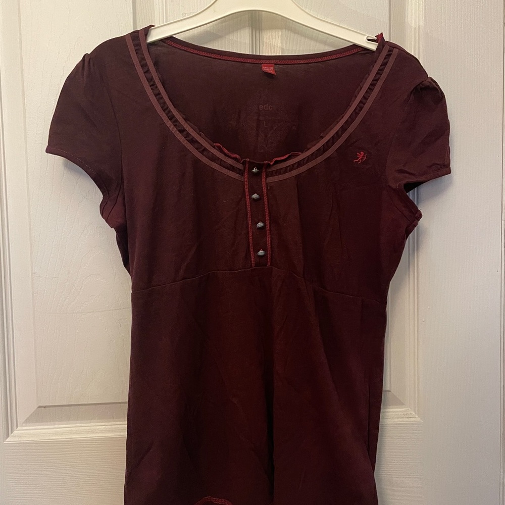 Women's Burgundy babydoll Top